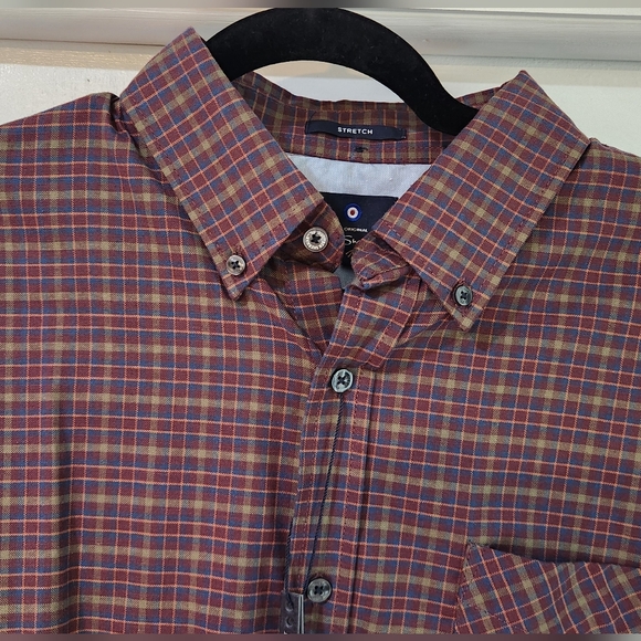 Men's Ben Sherman Navy Blazer Plaid Long Sleeve Button Down Shirt, Size L - Picture 5 of 15